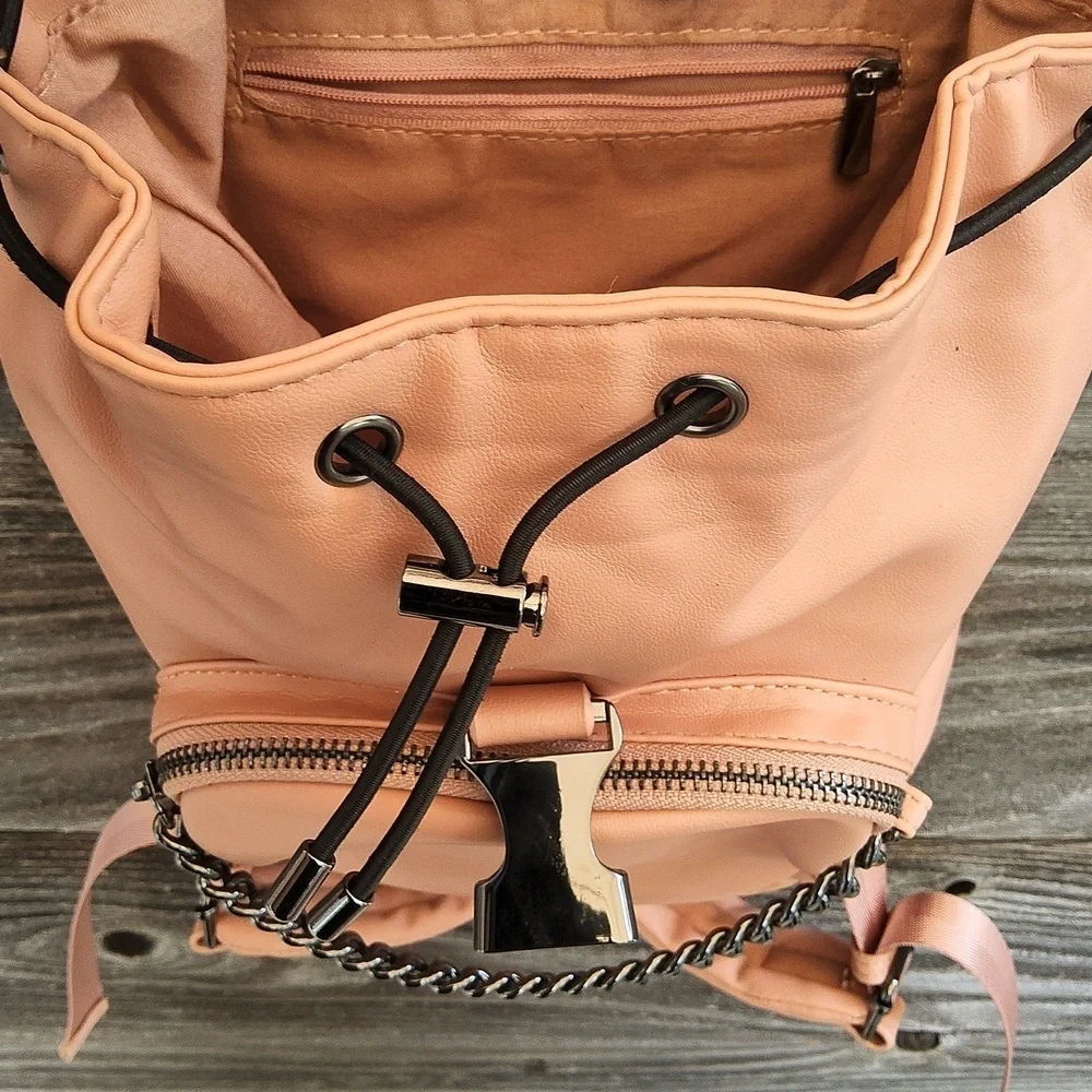RACHEL Rachel Roy Peach Backpack with Buckle & Chain And Pockets Galore! - Picture 5 of 16